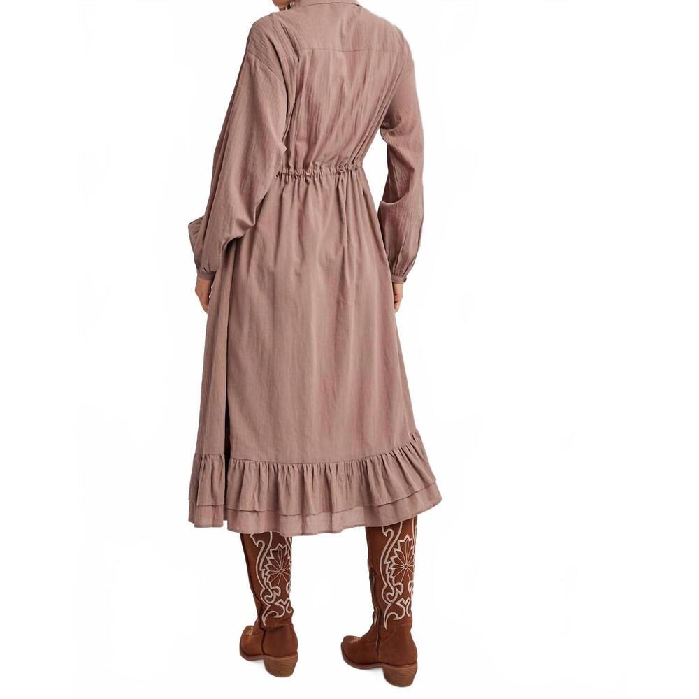 NEW BLUIVY ruffled midi open duster shirt dress in mauve - Picture 3 of 7